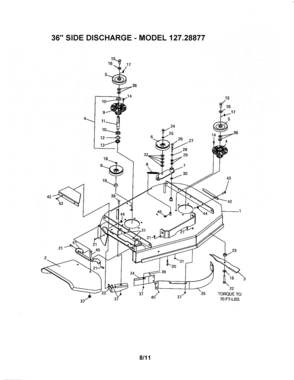 36" Side Discharge - 127.28877 Diagram and Parts List for 12728877  Craftsman Engine