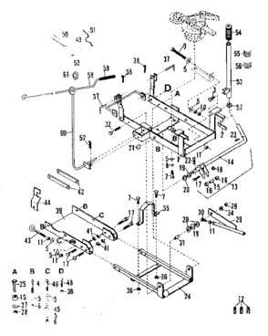 Main Frame Diagram and Parts List for 84226027  Craftsman Snow Blower