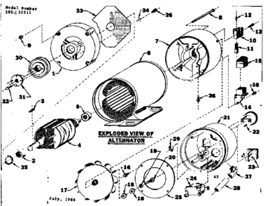 Replacement Parts Diagram and Parts List for 58052511  Craftsman Engine