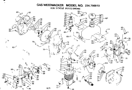 Engine Diagram and Parts List for 234796910  Craftsman Trimmer