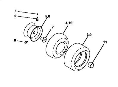 Wheels And Tires Diagram and Parts List for 917257632  Craftsman Lawn Tractor
