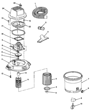 Unit Diagram and Parts List for 113177330  Craftsman Utility Vacuum