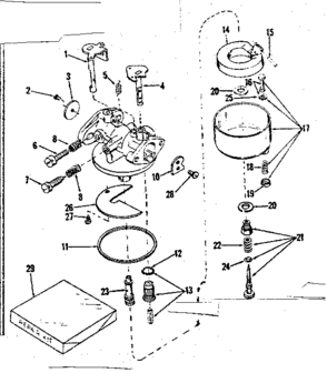 Carburetor Diagram and Parts List for 143136012  Craftsman Engine