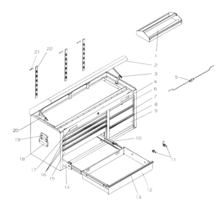 Tool Chest Diagram and Parts List for 706597234  Craftsman Tool Stand & Cart