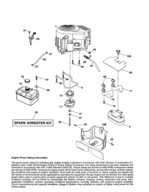 Engine Diagram and Parts List for 917989800  Craftsman Lawn Tractor