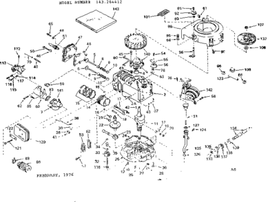 Engine Diagram and Parts List for 143264412  Craftsman Engine