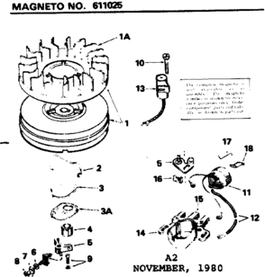 Magneto Diagram and Parts List for 143717042  Craftsman Engine