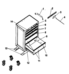 Chest Diagram and Parts List for 706957240  Craftsman Tool Stand & Cart