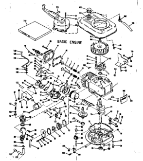 Basic Engine Diagram and Parts List for 143104101  Craftsman Engine