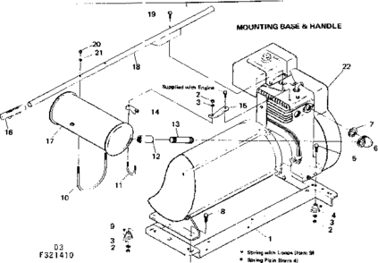 Mounting Base & Handle Diagram and Parts List for 580321410  Craftsman Engine