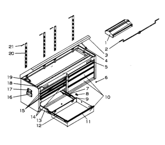 Toll Box Diagram and Parts List for 706593810  Craftsman Tool Stand & Cart
