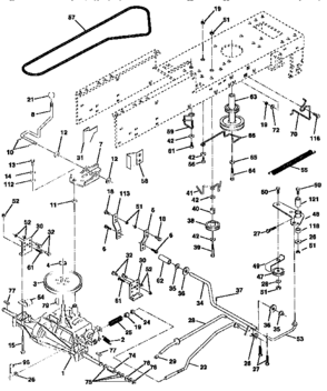 Drive Diagram and Parts List for 917258510  Craftsman Lawn Tractor