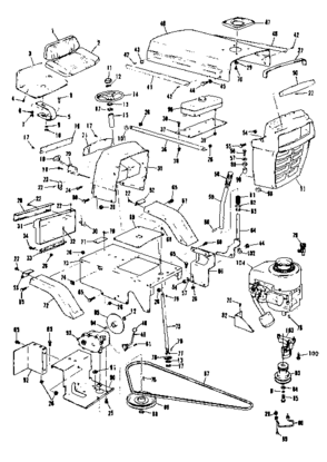 Grill, Seat, And Engine Mount Assemblies Diagram and Parts List for 13196600  Craftsman Engine