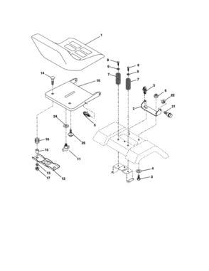 Seat Assembly Diagram and Parts List for 917273812  Craftsman Lawn Tractor