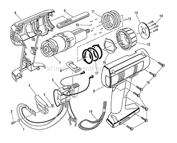 Housing Assembly Diagram and Parts List for 973110770  Craftsman Cordless Drill