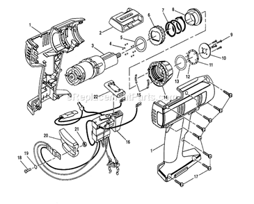 Housing Assembly Diagram and Parts List for 973111220  Craftsman Cordless Drill