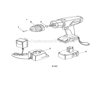 Chuck/Battery/Charger Diagram and Parts List for 973111350  Craftsman Cordless Drill