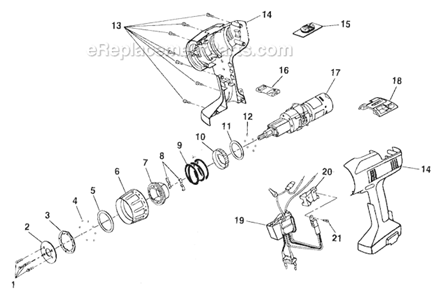 Housing Diagram and Parts List for 973111400  Craftsman Cordless Drill
