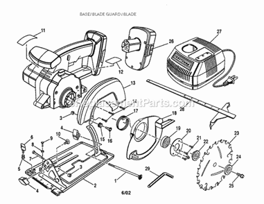 Base/Blade Guard/Blade Diagram and Parts List for 973112930  Craftsman Circular Saw
