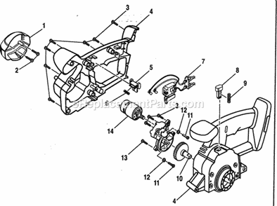 Motor Assy Diagram and Parts List for 973112931  Craftsman Circular Saw