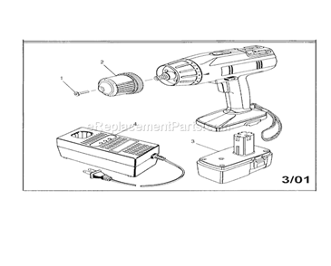 3/8" 18 Volts Cordless Dr... Diagram and Parts List for 973113051  Craftsman Cordless Drill