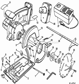 Cabinet Parts Diagram and Parts List for 973113120  Craftsman Circular Saw