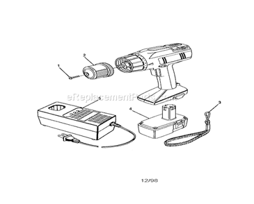 3/8 Inch Cordless Drill-D... Diagram and Parts List for 973274870  Craftsman Cordless Drill