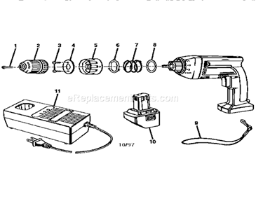 3/8 Inch Cordless Drill-D... Diagram and Parts List for 973274960  Craftsman Cordless Drill