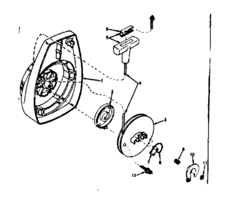 Rewind Starter Diagram and Parts List for 91760049  Craftsman Chainsaw