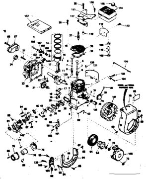 Basic Engine Diagram and Parts List for 143751052  Craftsman Engine
