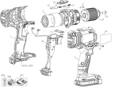 Diagram Diagram and Parts List for CMCD700C1 Type 1 Craftsman Cordless Drill