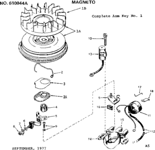 Magneto Diagram and Parts List for 143685012  Craftsman Engine
