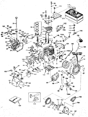 Replacement Parts Diagram and Parts List for 143806122  Craftsman Engine