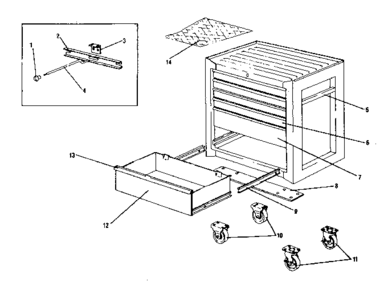 Unit Parts Diagram and Parts List for 706651830  Craftsman Cabinet