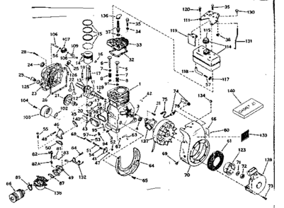 Basic Engine Diagram and Parts List for 143614052  Craftsman Engine