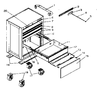 Chest Diagram and Parts List for 706619771  Craftsman Tool Stand & Cart