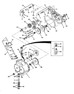 Transmission Assembly Diagram and Parts List for 13196600  Craftsman Engine