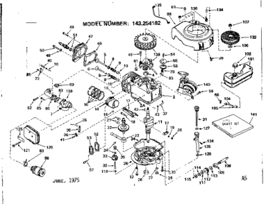 Replacement Parts Diagram and Parts List for 143254182  Craftsman Engine
