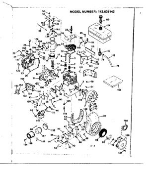 Basic Engine Diagram and Parts List for 143626142  Craftsman Engine