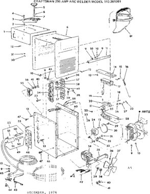 Unit Diagram and Parts List for 113201391  Craftsman Welder