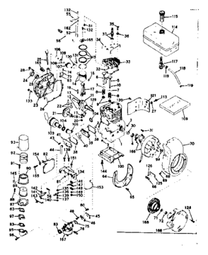Basic Engine Diagram and Parts List for 143546122  Craftsman Engine
