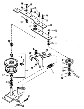 Pulley Assembly Diagram and Parts List for 842240724  Craftsman Snow Blower