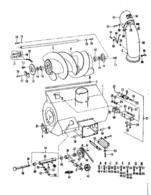 Auger Housing Assembly Diagram and Parts List for 53696360  Craftsman Lawn Mower
