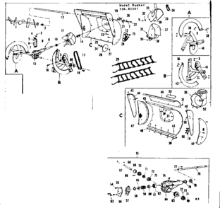 Auger And Gear Case Assembly Diagram and Parts List for 53682567  Craftsman Snow Blower