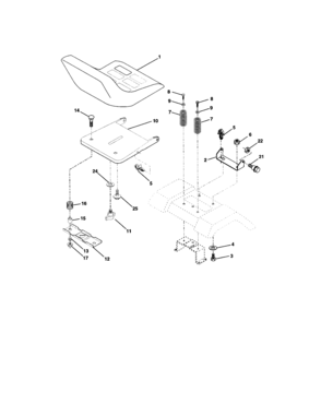 Seat Assembly Diagram and Parts List for 917271660  Craftsman Lawn Tractor