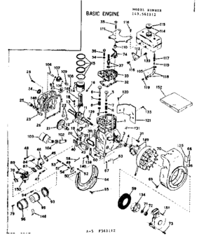 Basic Engine Diagram and Parts List for 143561112  Craftsman Engine