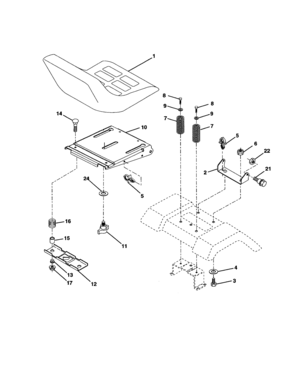 Seat Assembly Diagram and Parts List for 917277050  Craftsman Lawn Tractor