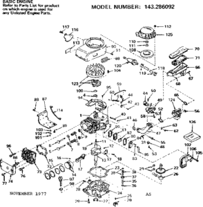 Replacement Parts Diagram and Parts List for 143286092  Craftsman Engine