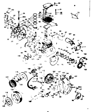 Basic Engine Diagram and Parts List for 143622102  Craftsman Engine