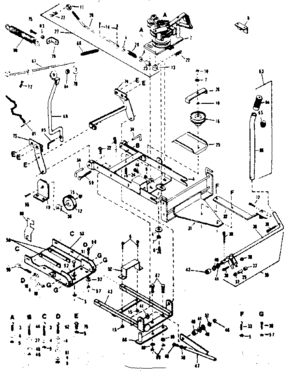 Main Frame Diagram and Parts List for 842240681  Craftsman Snow Blower